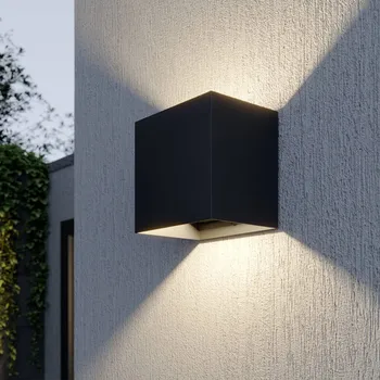 Venkovní osvětlení Venkovní nástěnné svítidlo Lucande LED Evie, 14 cm, antracit, nahoru/dolů tmavě šedá 2 x 6 W LED - Doprava zdarma