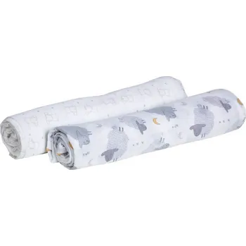 Zavinovačka CHICCO Deka a zavinovačka bavlna Ovce a kočka šedá 2ks, 110x110 cm 28x28x4 bílá