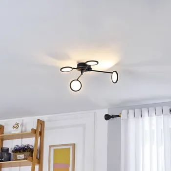 Stropní svítidlo LED Lindby Manel, černé, železné, délka 60 cm - Ø stínidel 11 cm; Ø stříšky 12 cm černá, bílá LED 20 W celkem - Doprava zdarma