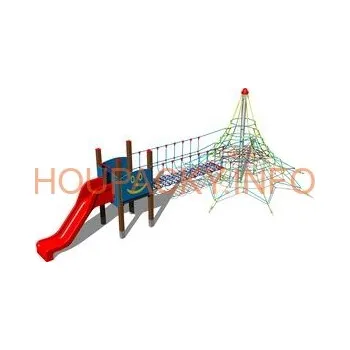 Dětský domeček Lanová pyramida s věží PY-831KW - hnědá