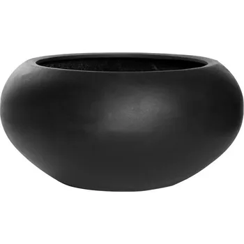 Květináč Pottery Pots Venkovní květináč kulatý Cora M, Black (barva černá), kolekce Natural, kompozit Fiberstone, průměr 70 cm x v 36,5 cm, objem cca 113 l