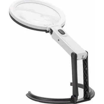 Lupa LUPA TH 1759 - stolní a ruční, skládací lupa kulatá s 12x LED