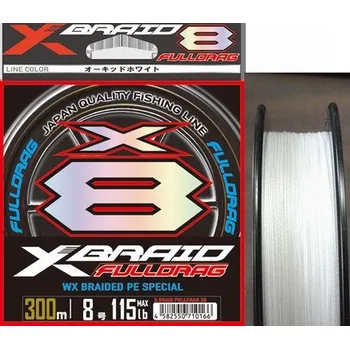 Rybářská šňůra Pletená šňůra YGK X-Braid Fulldrag X8 #PE2,0 (0,235mm) 20kg 300m Bílá