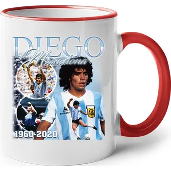 Keramický hrnek Diego Maradona, Barva Červená, Velikost 330 ml, Canvas Keramický hrnek s barevným uchem Bezvatriko.cz 2664