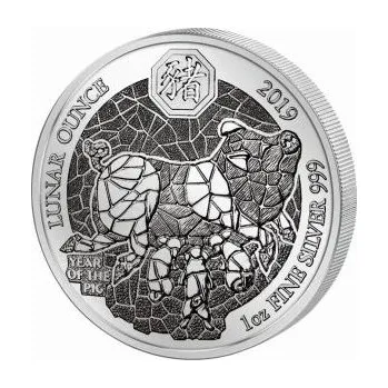 1 unce stříbrná mince Rwanda Lunar prase 2019 - leštěná deska