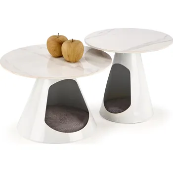 Konferenční stolek HALMAR OSARIO sada dvou konferenčních stolků bílý mramor