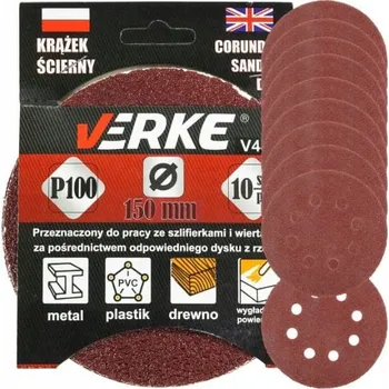 Brusný papír Brusný kotouč (papír) na suchý zip 150 MM P100 10 ks, Verke V44184