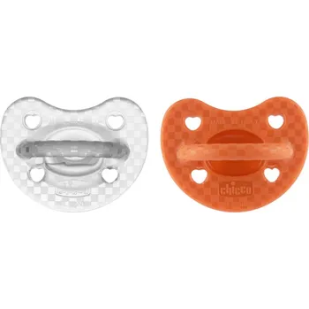 Dětské zboží CHICCO Dudlík Physio Luxe oranžový/šedý 16-36m, 2ks 11x14x5 šedá
