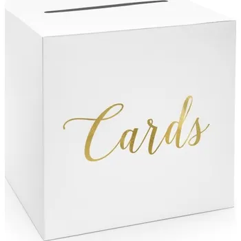 Svatební dekorace PartyDeco B1806-0002 krabice na svatební přání 24 x 24 x 24 cm bílá/zlatá