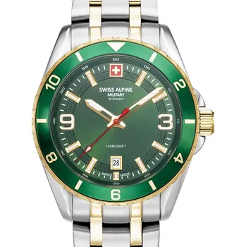 Hodinky Swiss Alpine Military 7034.1144 Mens Watch Sierra two tone green 42mm 10ATM