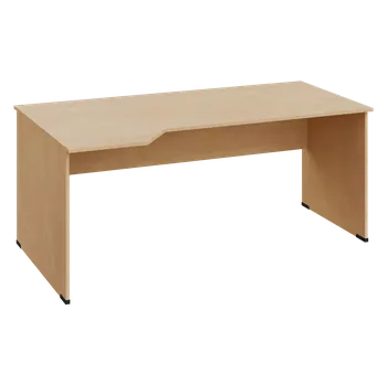 Psací stůl EZL 18 - 184 stůl kancelářský, rohový, levý, dřevěná podnož, deska 18 mm, široký 1800 mm, bříza světlá