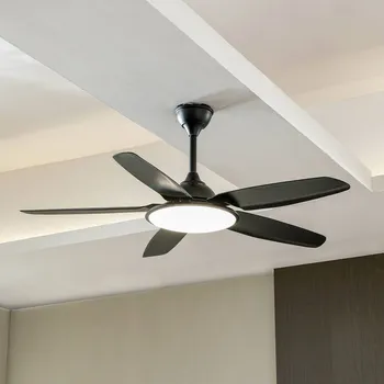 Lampička Stropní ventilátor Lucande LED Divian, černý, DC, tichý, CCT - Křídla - délka 45,5 cm, šířka 15 cm; Ø stropního držáku 15 cm černá matná, bílá LED 32 W celkem - Doprava zdarma