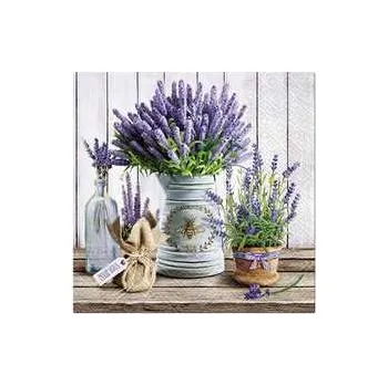 Papírový ubrousek Ubrousky PAW L 33x33cm 3 vrst. Lavender in Bucket [20 ks],rychlé dodání