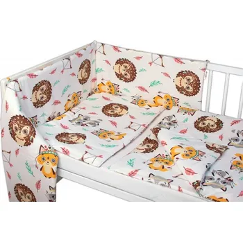 Povlečení 3D sada Mantinel s povlečením Baby Nellys Ježek a liška - žlutá, 135x100cm