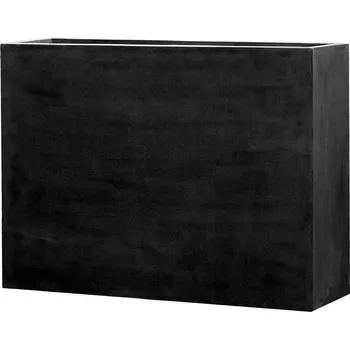 Květináč Pottery Pots Venkovní květináč obdélníkový Jort Slim L, Black (barva černá), kolekce Natural, kompozit Fiberstone, d 124 cm x š 33,5 cm x v 90 cm, objem cca 373 l