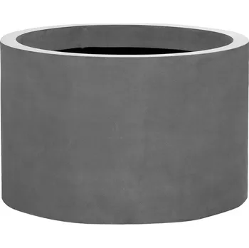 Květináč Pottery Pots Venkovní květináč kulatý Jumbo Max Mid. High XXL, Grey (barva šedá), kolekce Natural, kompozit Fiberstone, průměr 140 cm x v 90 cm, objem cca 1106 l
