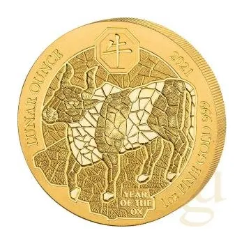 1 unce zlatá mince Rwanda Lunar vůl 2021