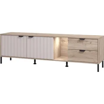 Televizní stolek TV stolek s osvětlením Xaden - dub šedý/béžová
