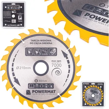 Pilový kotouč POWERMAT Pilový kotouč na dřevo 210×30 24z | TDD-210×30×24Z PM0888