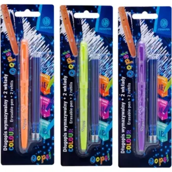 AstraPEN Gumovatelné pero OOPS! 0,6mm, modré, dvě gumy + 2ks náplní, blistr, mix barev, 201022002