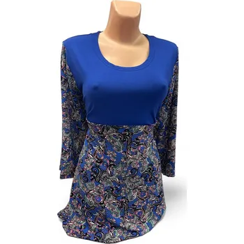 Dámská tunika Kašmírová halenka LILKA různé délky rukávů, Barva Modrá, Velikost XXXL56, Materiál 96% Viskoza 4% Lycra