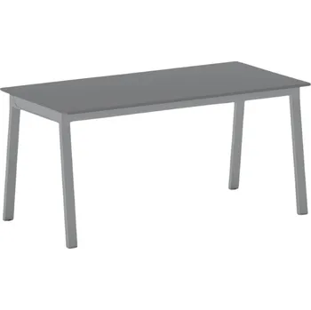 Psací stůl Jednací kancelářský stůl PRIMO BASIC, 160x80 cm, šedostříbrná podnož, grafit