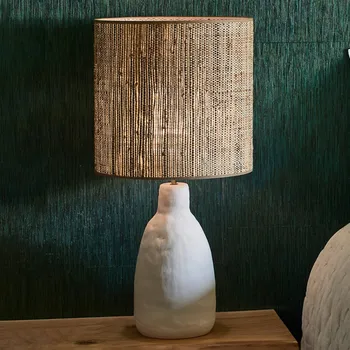 Lampička MARKET SET Portinatx L stolní lampa Výška 77 cm bílá bílá, světle hnědá 1 x 60 W - Doprava zdarma