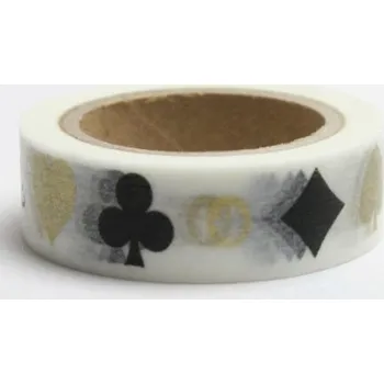 Lepicí páska Dekorační lepicí páska - WASHI páska 15mm x 10m - karty zlaté