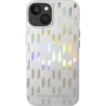 Pouzdro na mobilní telefon Karl Lagerfeld Iridescent Monogram pro Apple iPhone 14 Plus stříbrné