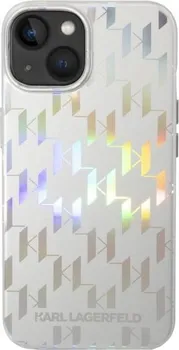 Pouzdro na mobilní telefon Karl Lagerfeld Iridescent Monogram pro Apple iPhone 14 Plus stříbrné