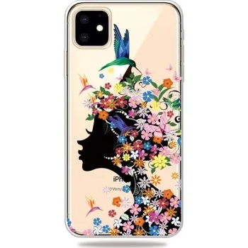 Pouzdro na mobilní telefon Měkký transparentní kryt pro iPhone 11 - květinová víla s kolibříky