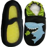 CAROZOO Kožené capáčky s gumovou podrážkou žralok 6-12 měsíců Černá 19,5