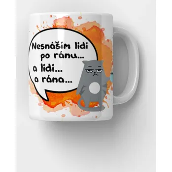 Hrnek Nesnáším lidi po ránu... - Červená