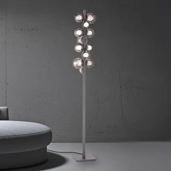 Lampička Stojací lampa PURE LED Popup, šedý hliník/sklo stmívač 12 světel. - Základna - délka 22 cm, šířka 22 cm šedá, kouřově šedá průhledná 12 LED diod - celkem 28,8 W - Doprava zdarma