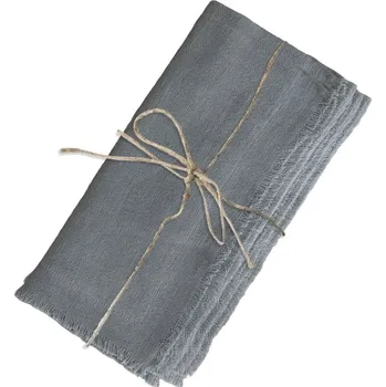 Papírový ubrousek Set 4ks šedý lněný ubrousek s roztřepenými okraji - 40*40cm