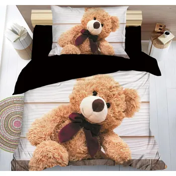 Povlečení POVLEČENÍ S 3D EFEKTEM 140x200/70x90cm - MEDVÍDEK III. 140 x 200, 70 x 90 cm knoflík