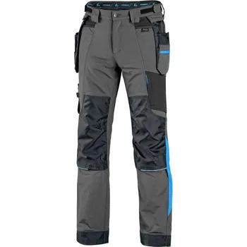 montérky CXS Kalhoty NAOS pánské, šedo-černé, HV modré doplňky, vel. 46