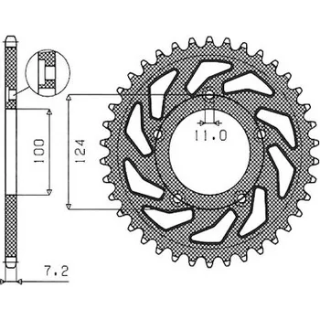 ocelová rozeta pro sekundární řetězy typu 525, SUNSTAR (37 zubů)