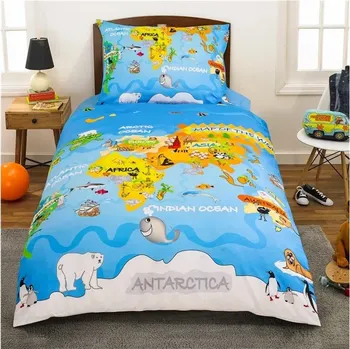 Povlečení MIKRO-SATÉNOVÉ POVLEČENÍ 140x200/70x90cm - MAPA SVĚTA