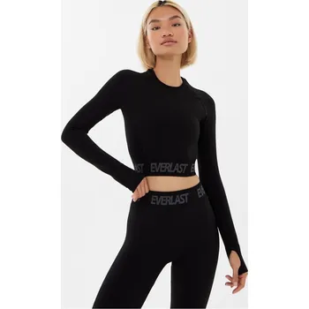 Dámské tričko Everlast Seamless Long Sleeve Crop Top Womens Jet Black 14 (42)