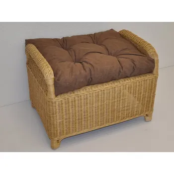 Taburet Ratanový taburet medový - polstr hnědý melír - Ratanový taburet medový - polstr hnědý melír, šhv= 61x45x45 cm