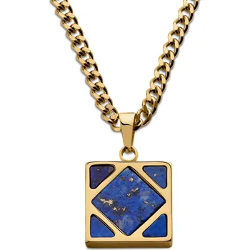 Náhrdelník Cruz | Náhrdelník zlaté barvy s&nbsp;hranatým lapisem lazuli - Arkai