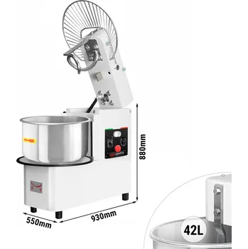 Příprava pizzy G.Gastro Hnětací stroj těsta - 42L / 38 kg - 1 rychlost - odnímatelný kotel a sklapovací míchadlo - funkce časovače