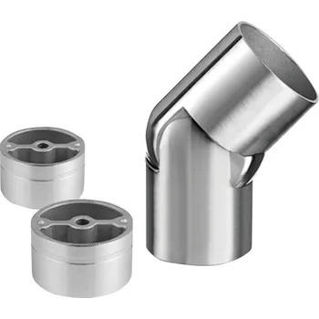 Zábradlí Spojka, nastavitelný úhel, (0°-70°), vč. 2 adaptérů, dřevěné madlo O42 mm, nerez. ocel 316, kartáčovaná