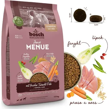 Krmivo pro psa Bosch HPC MENUE Junior with animal welfare turkey + oats & millet 1 kg