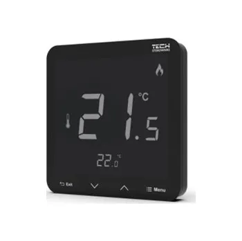 Tech-Controllers SINUM EU-R-8pz PLUS-BK Bezdrátový pokojový termostat dvoupolohový s vestavěným čidlem vlhkosti, napájený 230V, KU68 (černý) WG.11.0702