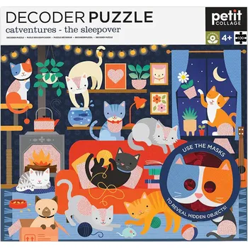 Hračka Petit Collage Puzzle kočky 100 ks s 3D brýlemi