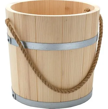 kbelík Dřevěný kbelík s jutovým lanem 5 l