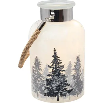 Louč SVENSKA LIVING Vánoční dekorační sklenice 10LED 18cm stromky