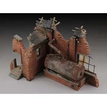 Plastikový model Royal Model 1/35 Factory ruin with steam boiler